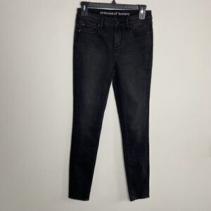 ARTICLES of SOCIETY Womens Black Denim Skinny Jeans EUC Distressed Stretch Sz 26